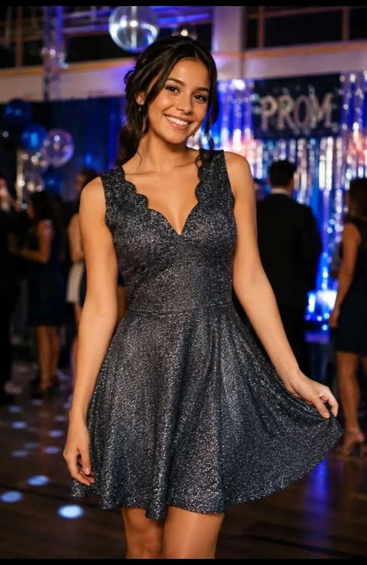 AQUA vestido negro brillante